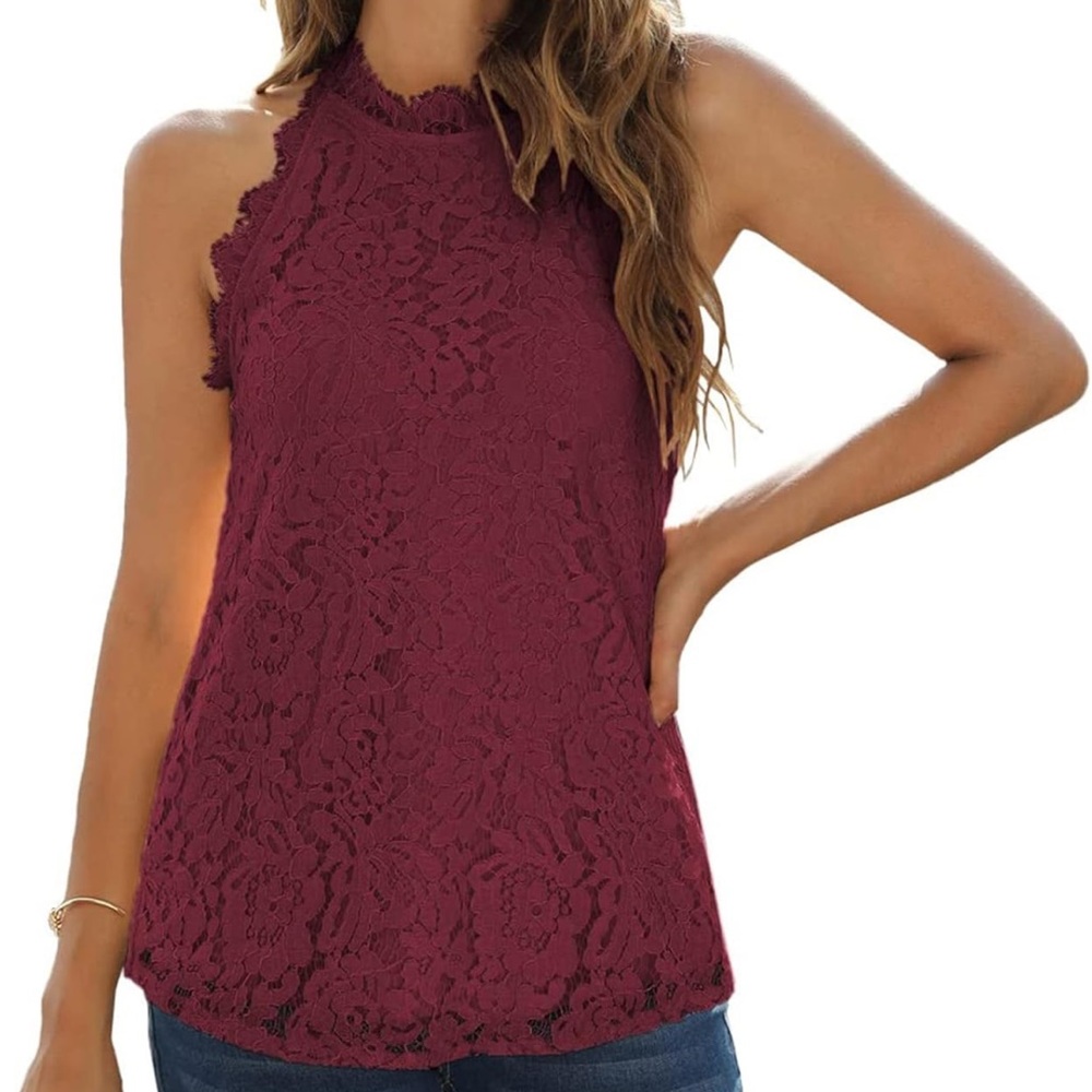 Womens Summer Lace Tank Tops Halter Neck - M - NWT